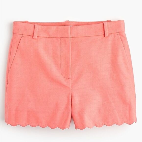 J. Crew Coral High Waist Scalloped Shorts - Picture 1 of 4